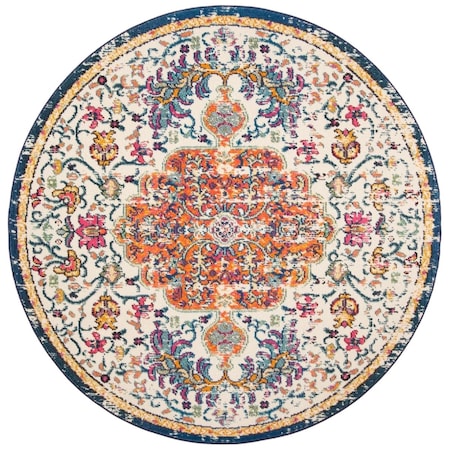 Safavieh 9 x 9 ft. Madison 400 Power Loomed Round Area Rug; Ivory & Orange MAD447A-9R